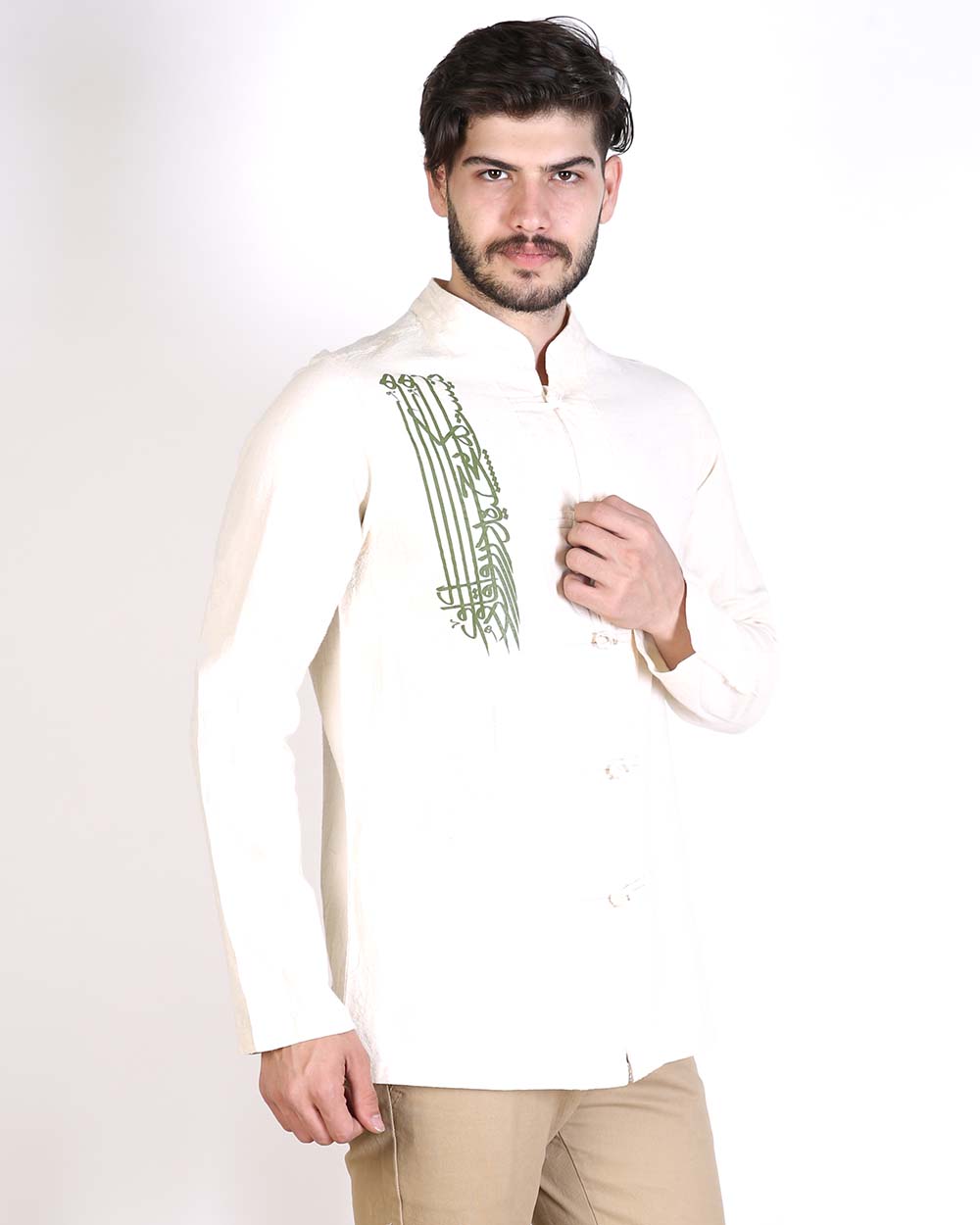 پیراهن جلو باز دکمه تایچی(چاپدار)