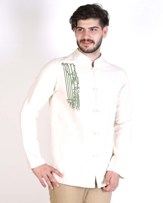 پیراهن جلو باز دکمه تایچی(چاپدار)