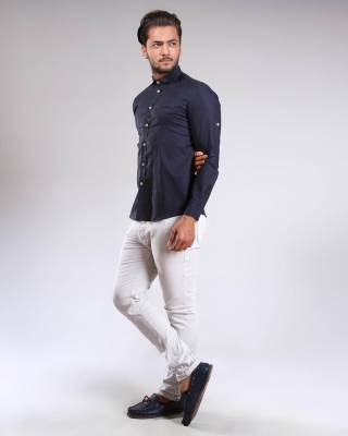 پیراهن یقه دگمه دار